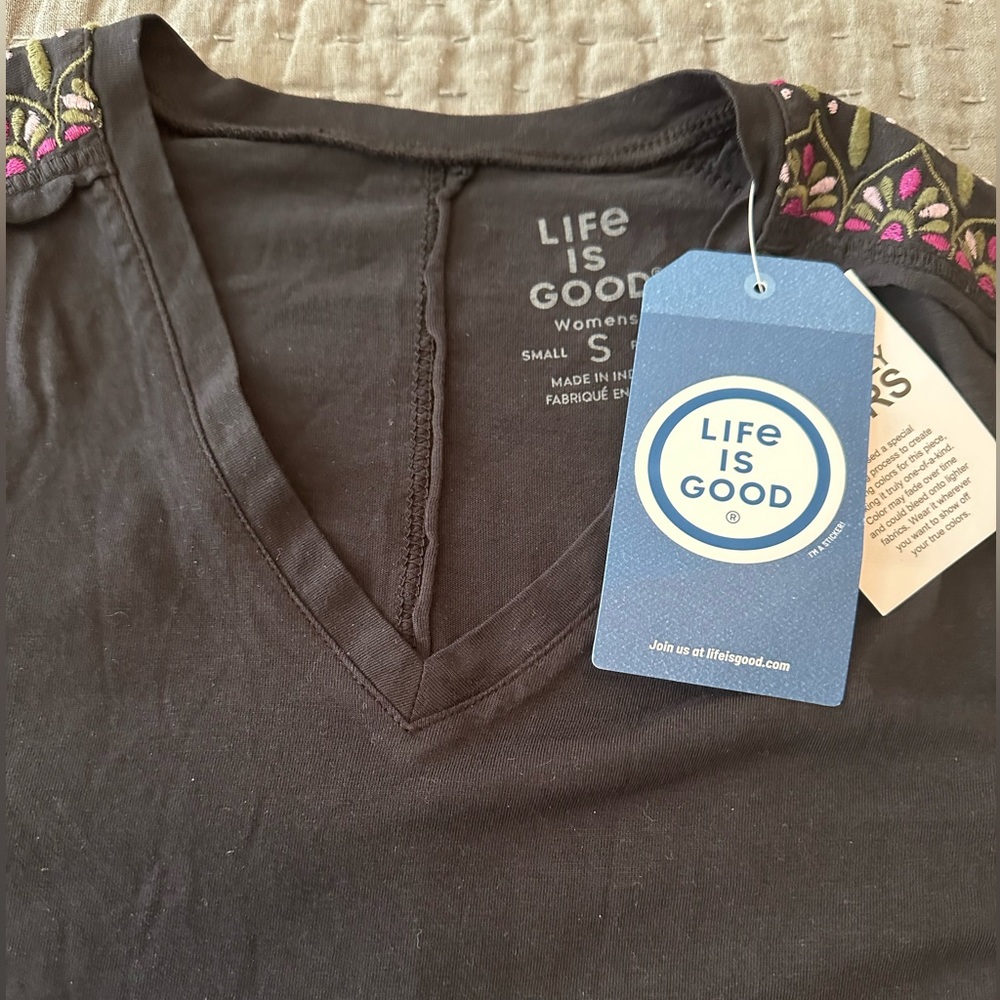 Life is Good Black long sleeve tshirt Small NWT